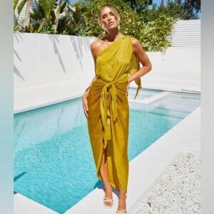 Vici Collection Chartreuse "Silk" Tie Dress Women's Sz L